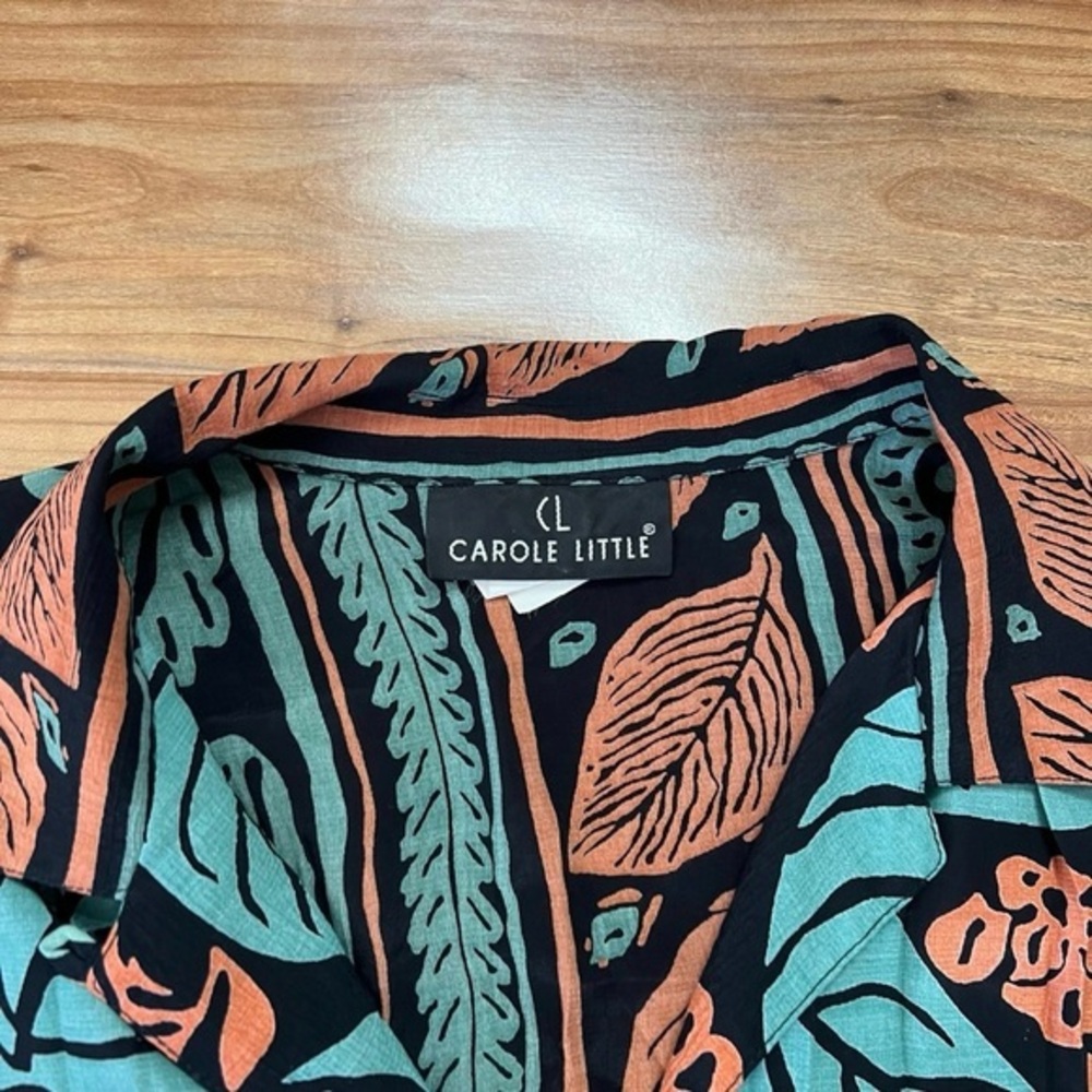 Vintage Carole Little Women's Size 8 Tropical Blouse Top Shirt Button Up - Picture 3 of 5
